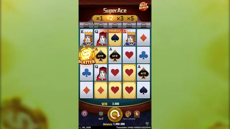 Super Ace slot by JILI – reels during a demo spin